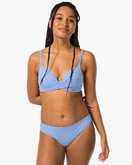 bas de bikini femme taille mi-haute bleu clair