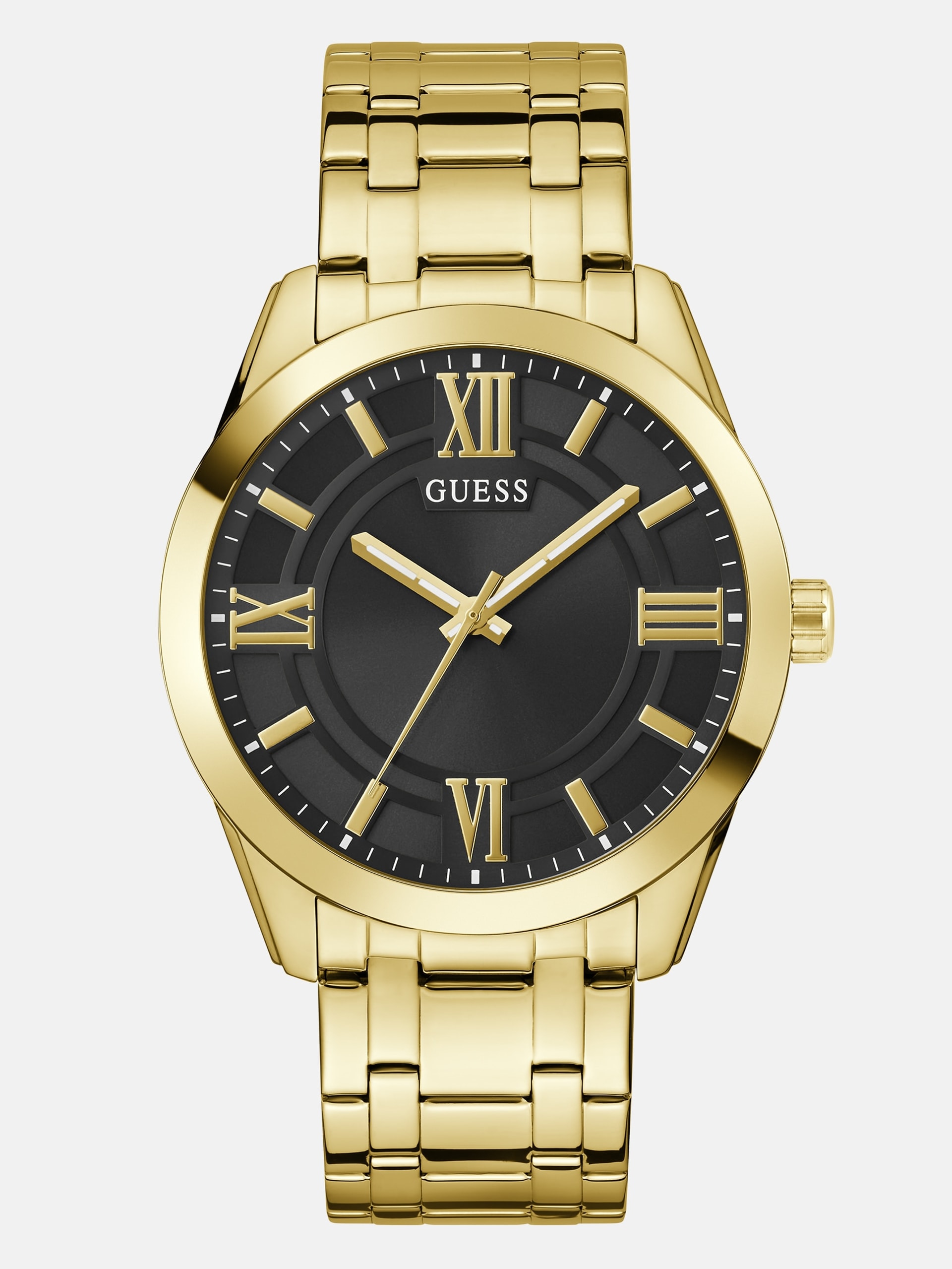 Relógio analógico dourado e preto