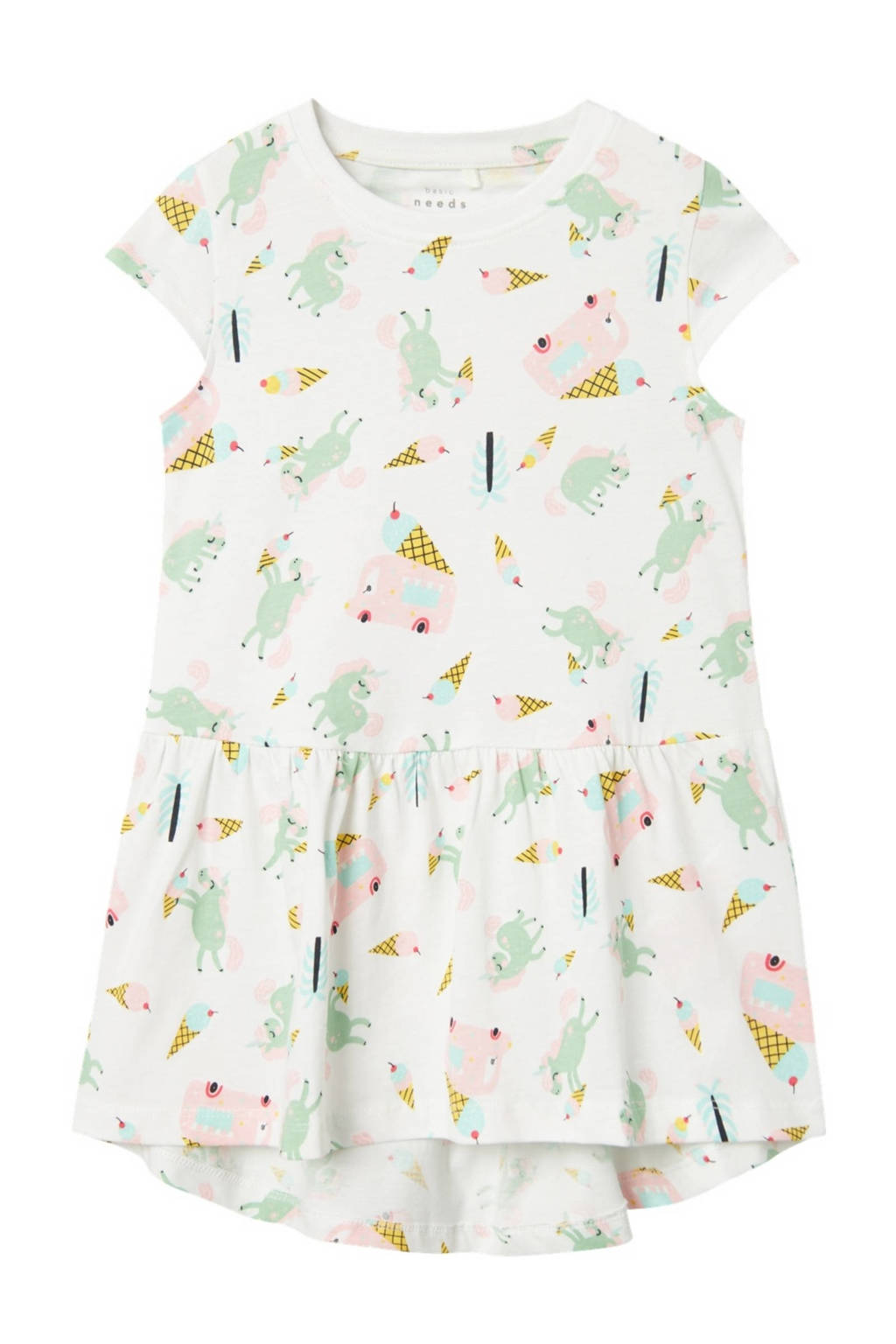NAME IT A-lijn jurk NMFVIGGA met all over print wit/multicolor