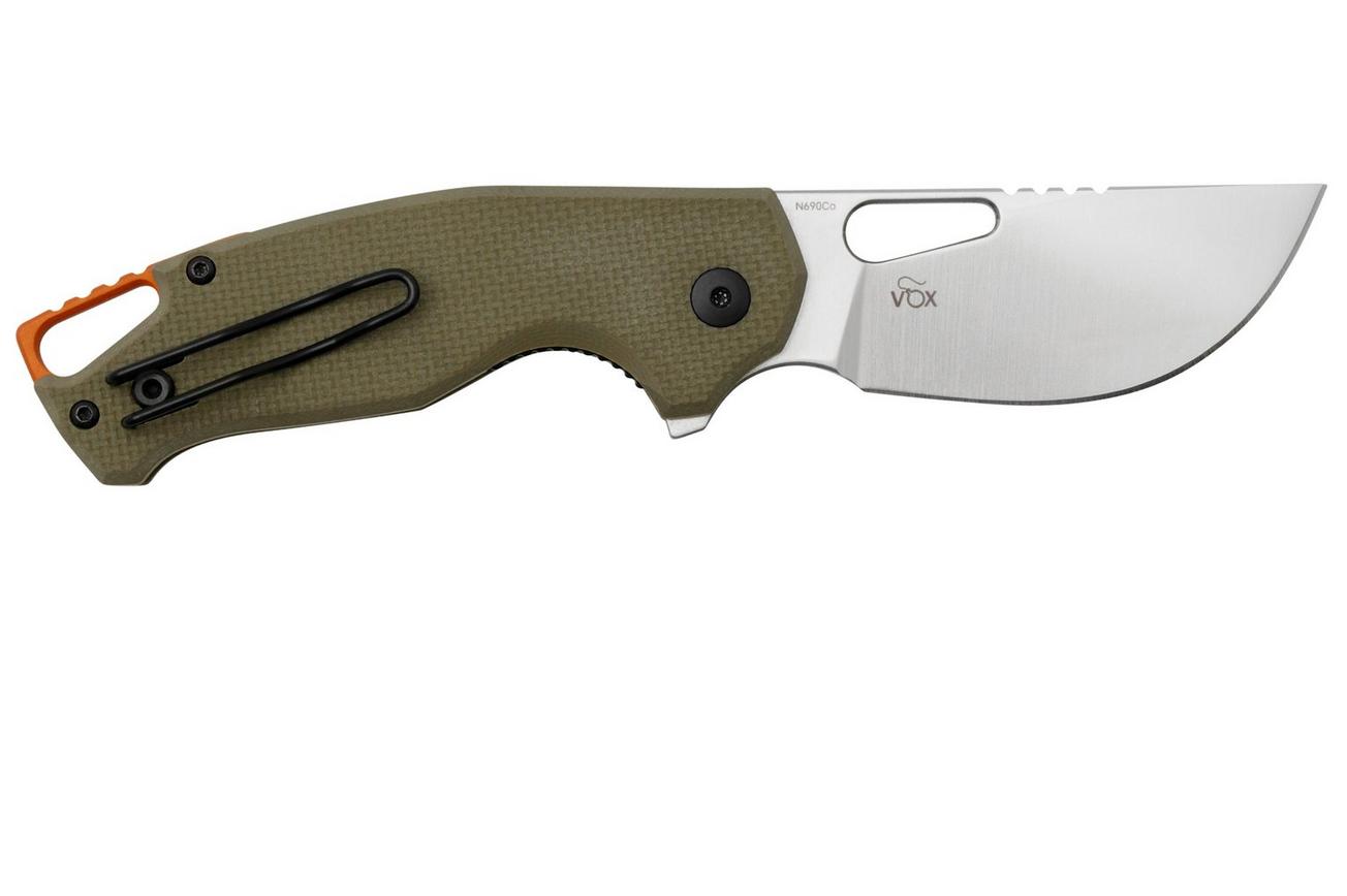 MKM Vincent VCN-GGS Satin N690CO, OD Green G10, Orange Aluminum zakmes, Jesper Voxnaes design