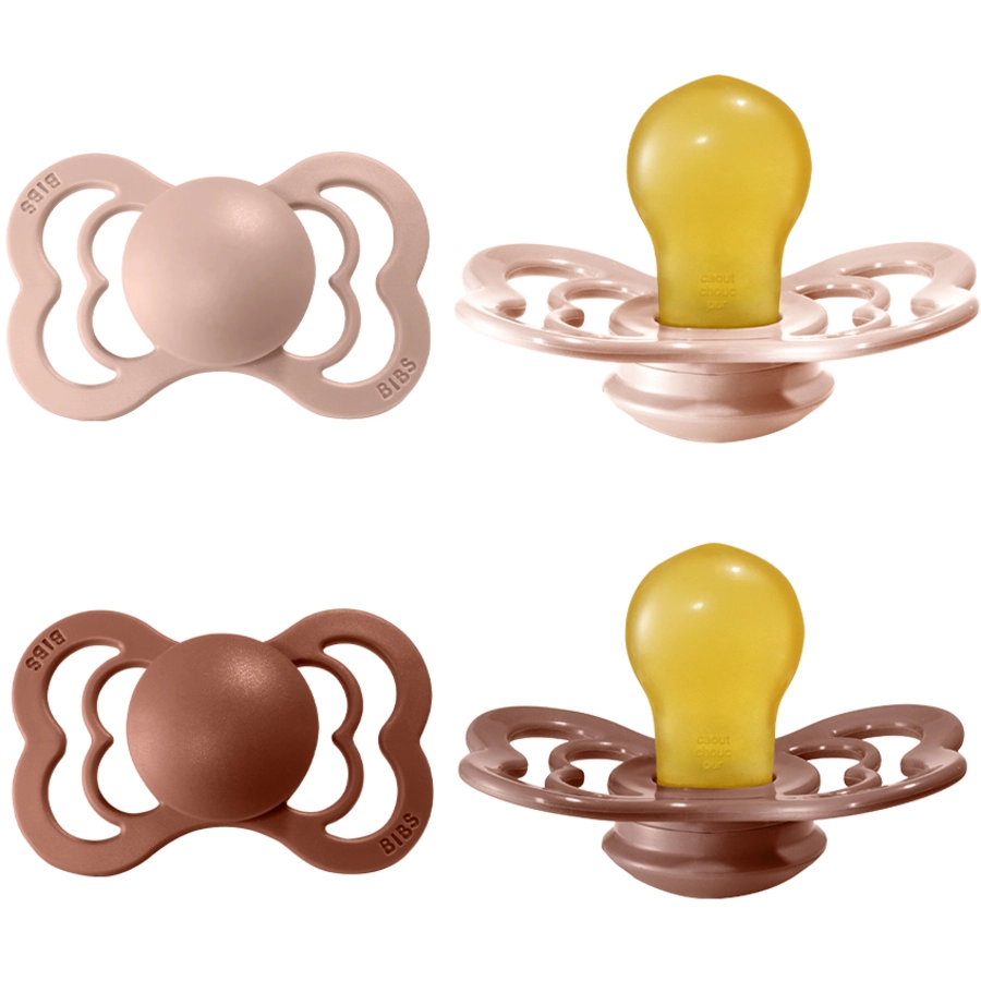 BIBS® Schnuller Supreme Blush  Woodchuck Latex 0-6 Monate, 4 Stk.