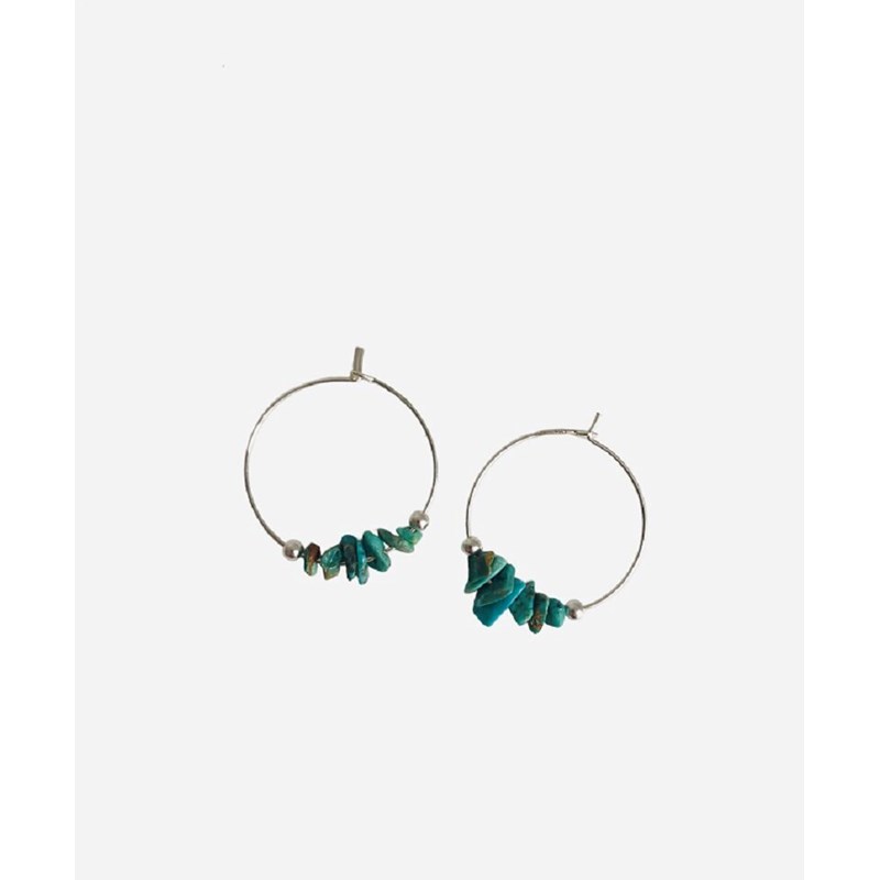 Créoles 7 pierres turquoises