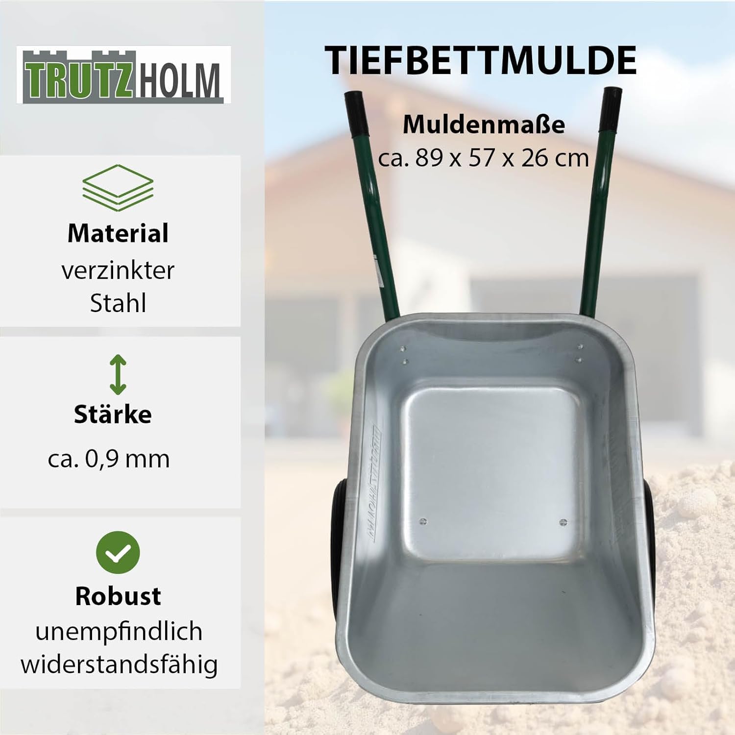 2-Rad Schubkarre Gartenschubkarre Schiebkarre Gartenkarre 100l 160kg (Metall | Kunststoff/Luftrad | PU-Rad) (Kunststoff | Luftrad) (Metallwanne + PU Räder) Nach Auswahl