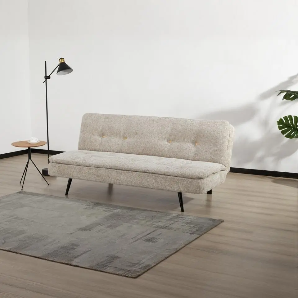 Slaapbank 3-Zits - Beige Stof - Zithoogte 41cm - 179x87x80cm - Olive