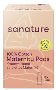 Sanature 100% Cotton Maternity Pads Kraamverband 12ST