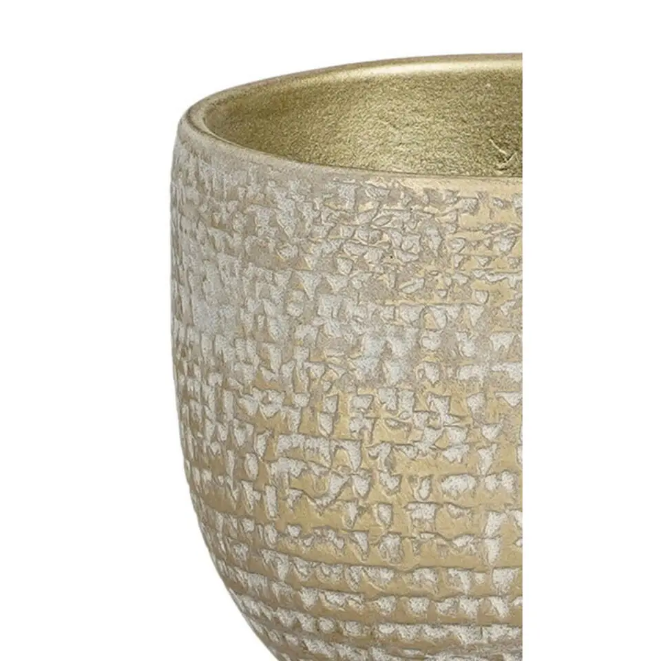 Mica Decorations Plantenpot - terracotta - champagne/wit -14x12cm
