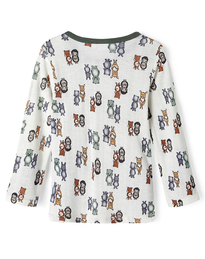 Woll-Langarmshirt NMMWANG gemustert in Snow White