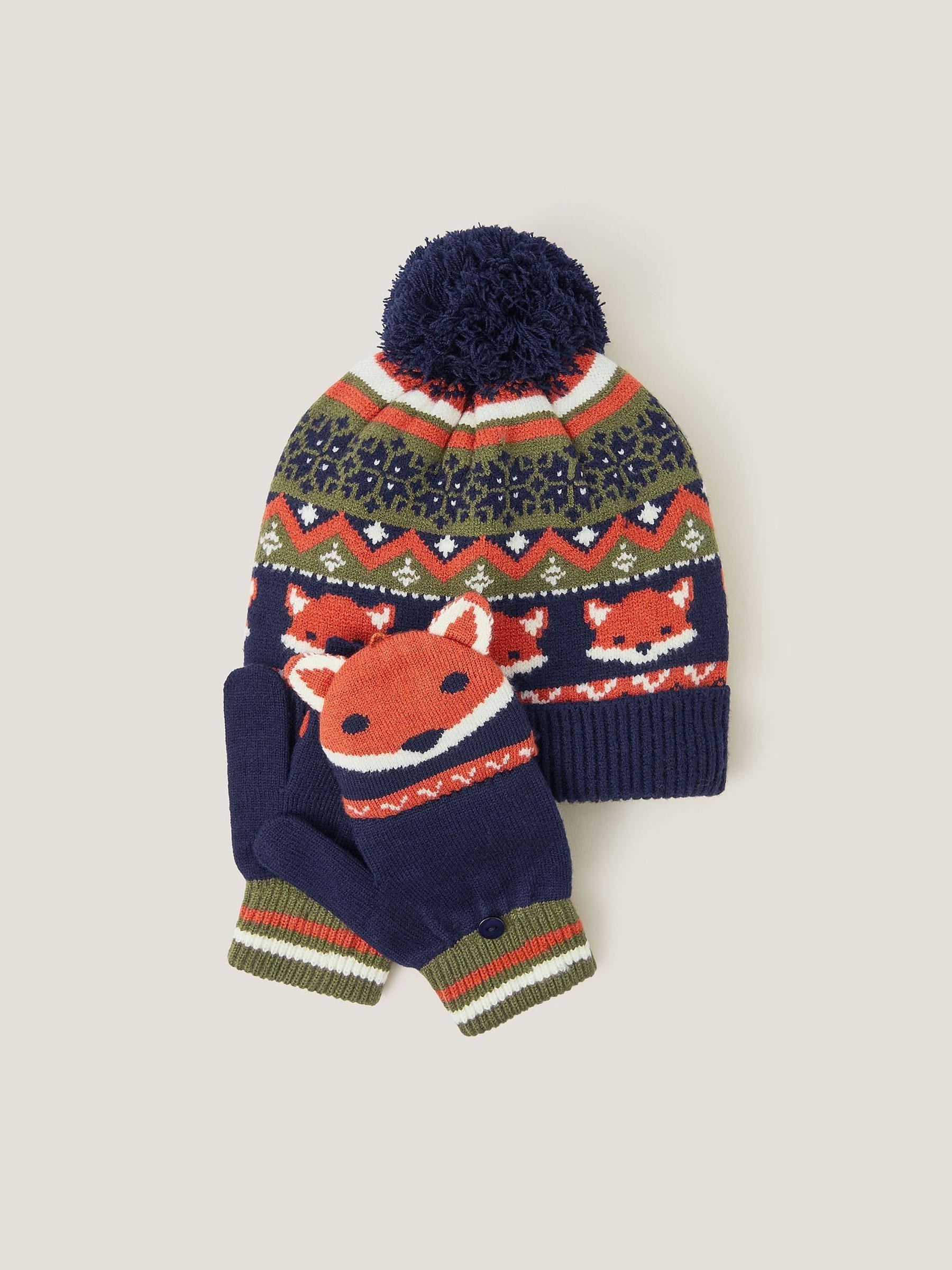 Monsoon Fox Bobble Hat & Gloves Set