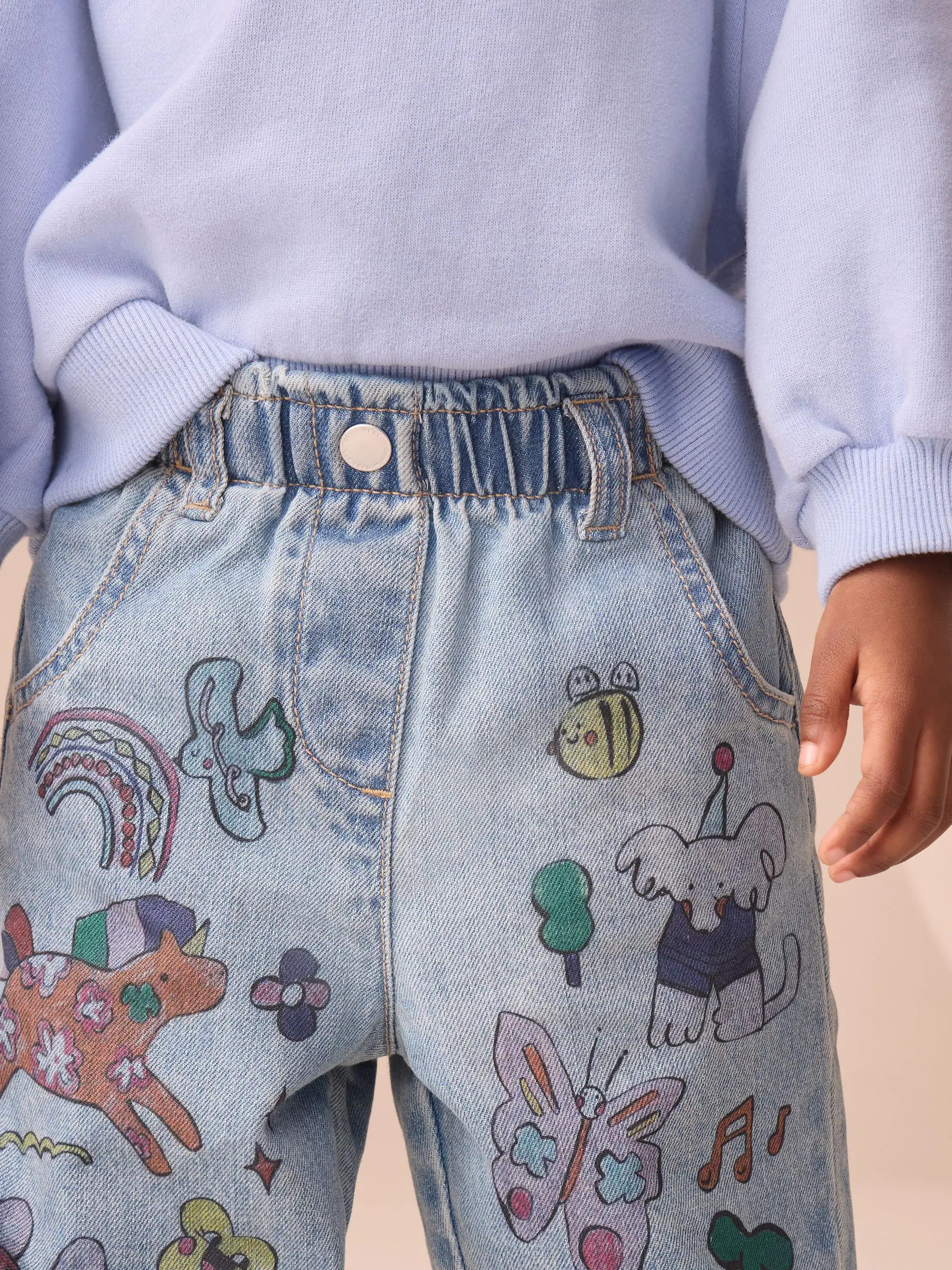 Denim - Jeans met print van figuurtjes (3mnd-7jr)