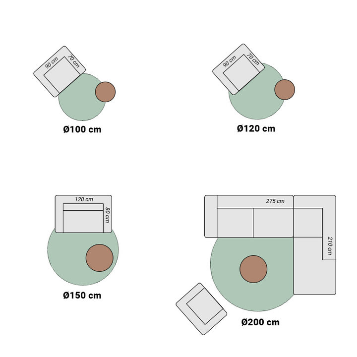 Rond Hoogpolig vloerkleed - Solid Turquoise