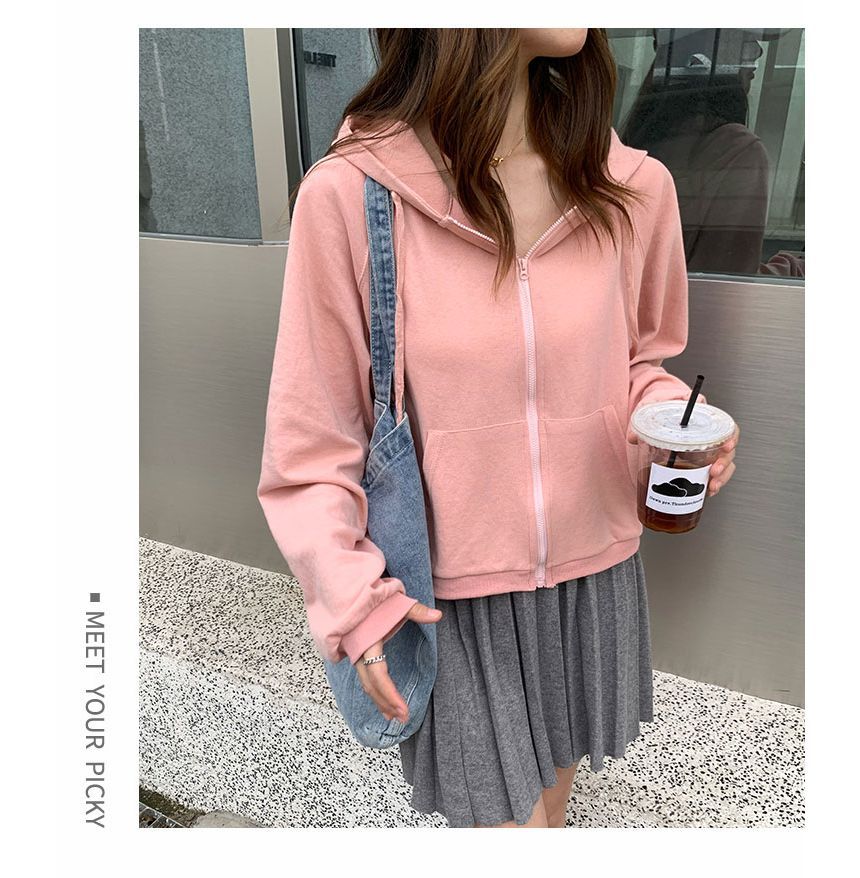 Gwendolyn - Effen hoodie met rits