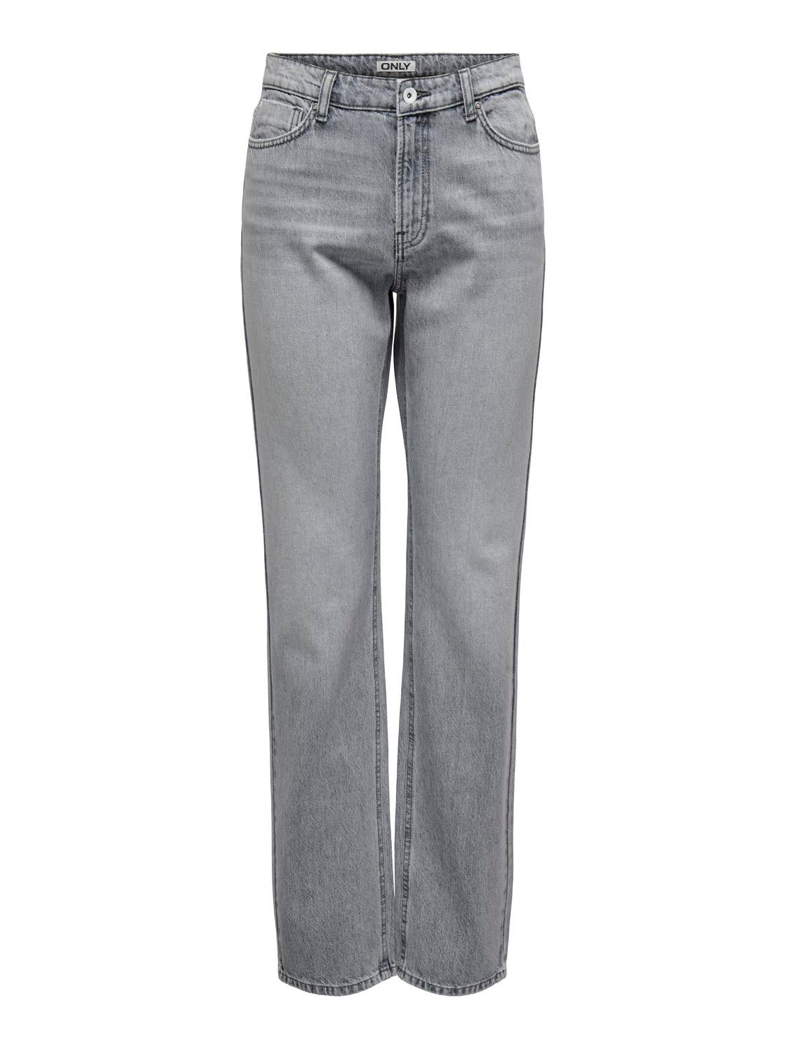 ONLJACI Mittlere Taille Gerade geschnitten Jeans Medium Grey Denim