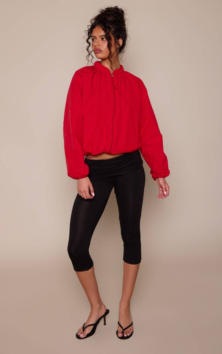 Noir Capri En Jersey À Taille Repliable