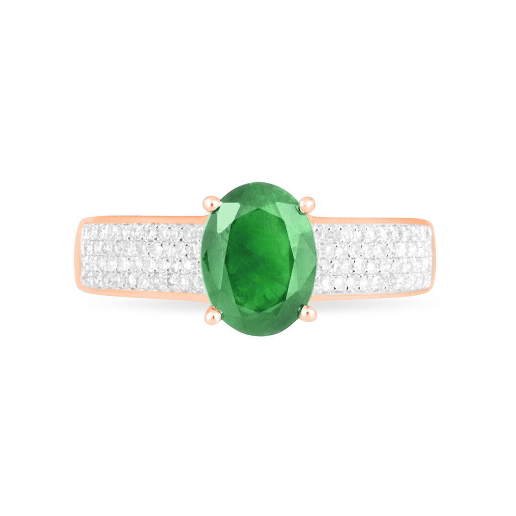Bague Crista Or Rose Emeraude Et Diamant