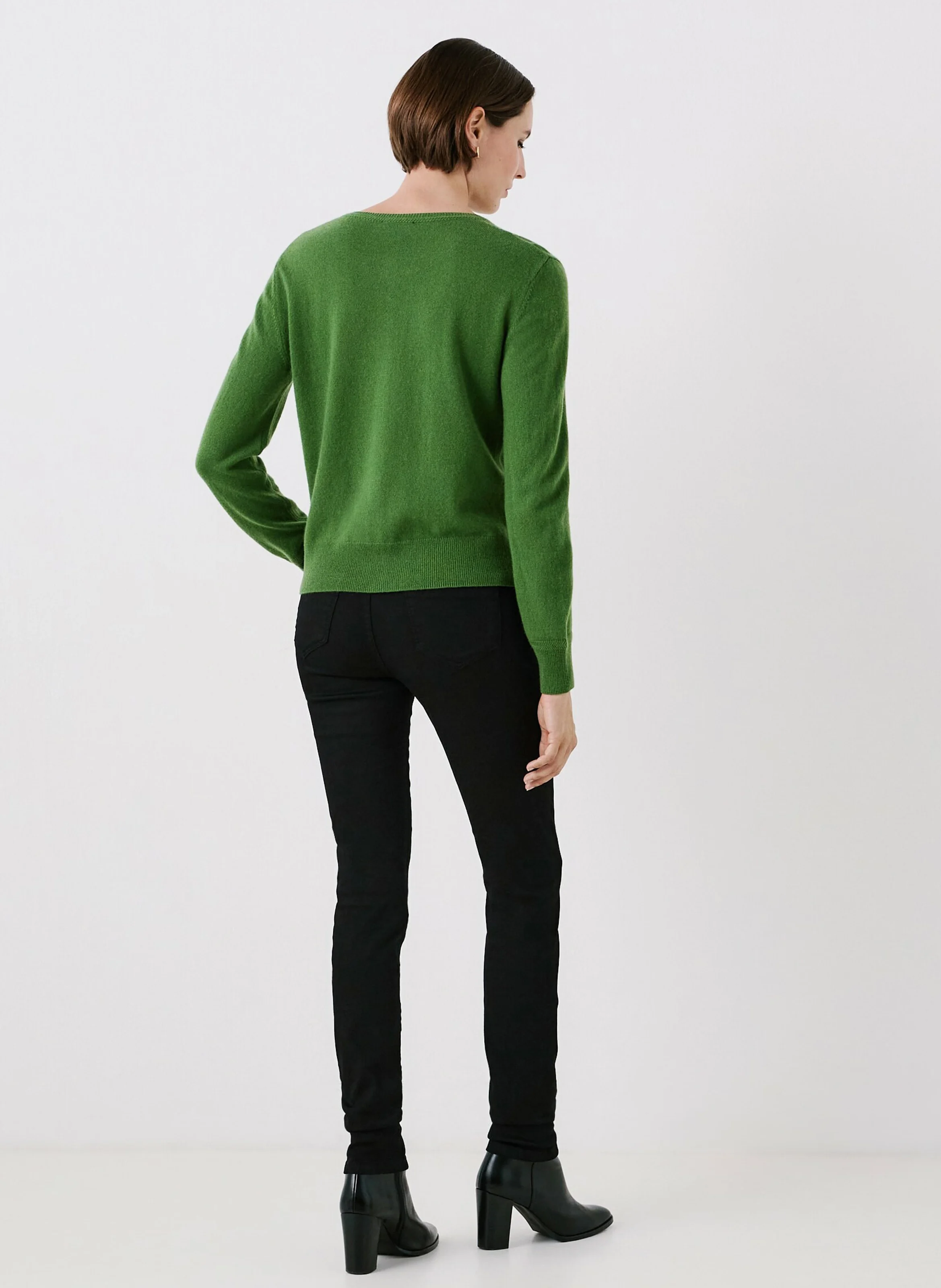 MCAROLINE - Cardigan droit col rond en cachemire | Vert