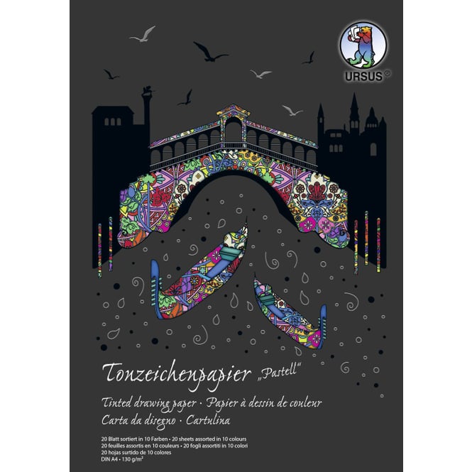 Tonzeichenpapier DIN A4 - 20 Blatt in 10 Pastell-Farben