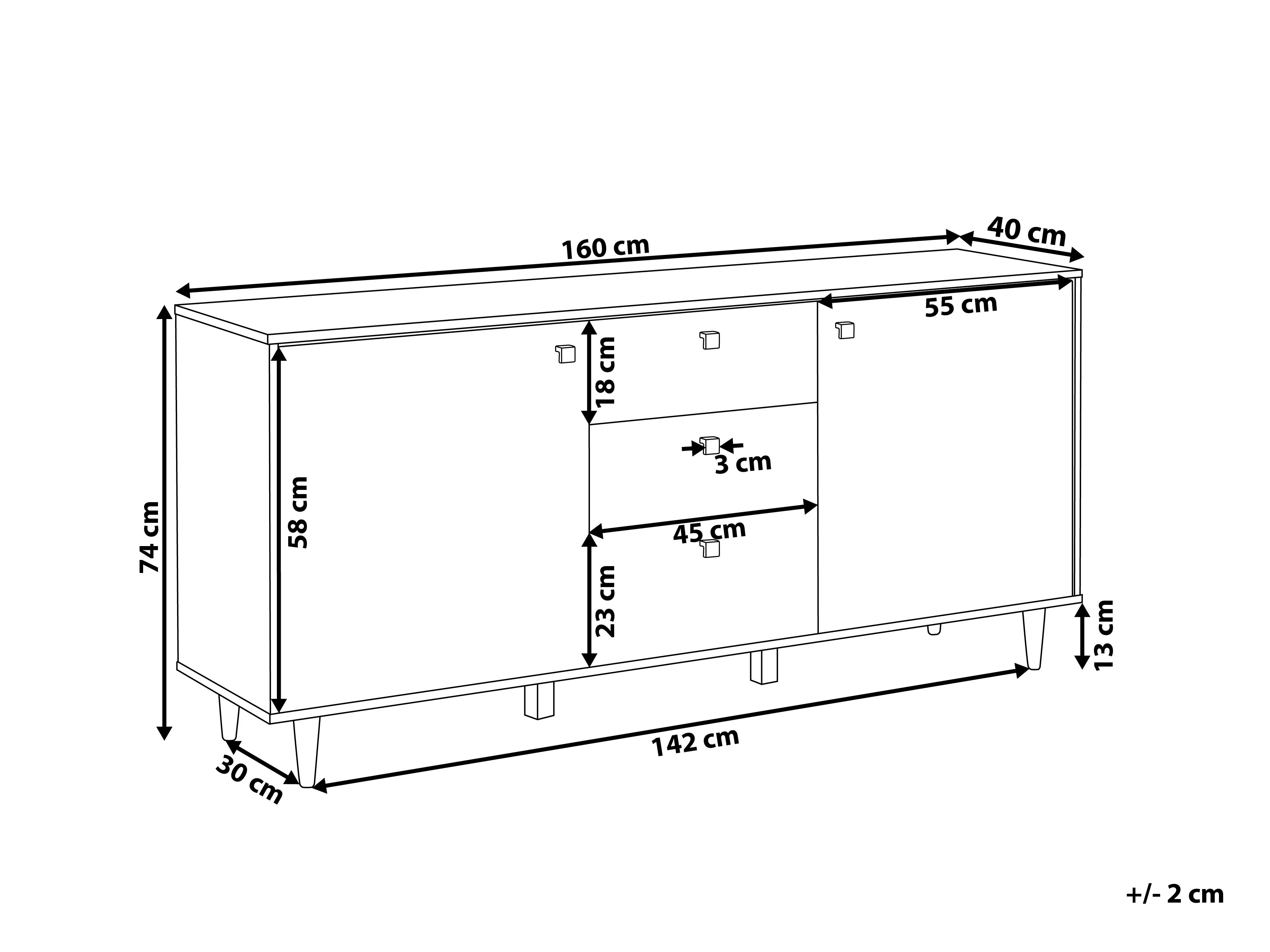 Dressoir met 2 deuren KURO Zwart