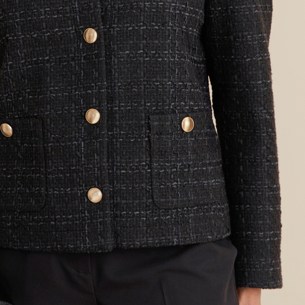 ANNE WEYBURN<br>Jaqueta curta de tweed, corte reto