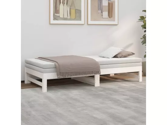 Lit coulissant Blanc 2x(75x190) cm Bois de pin massif