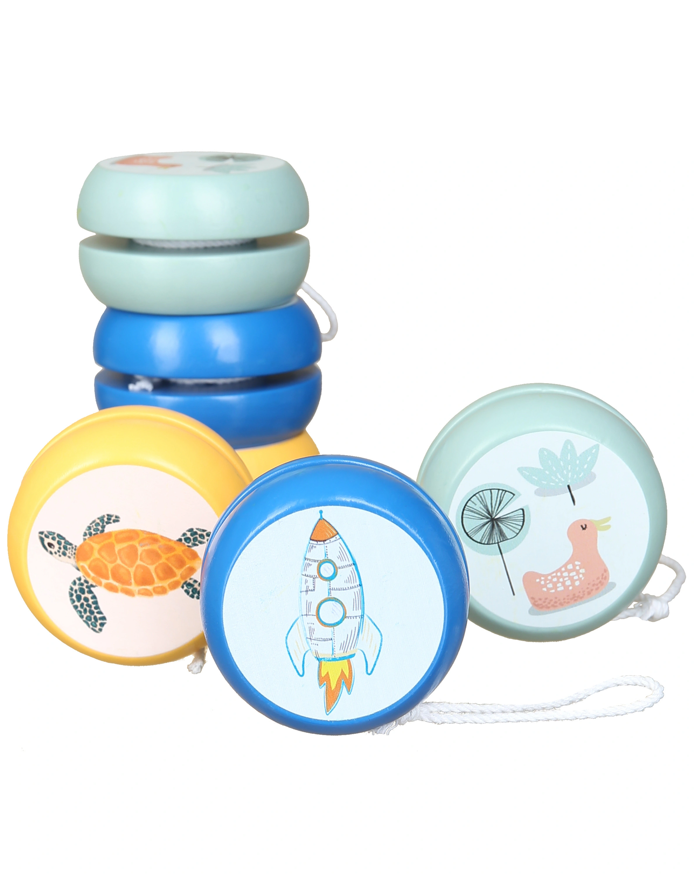 Geschicklichkeitsspiel YOYO 6er-Set aus Holz