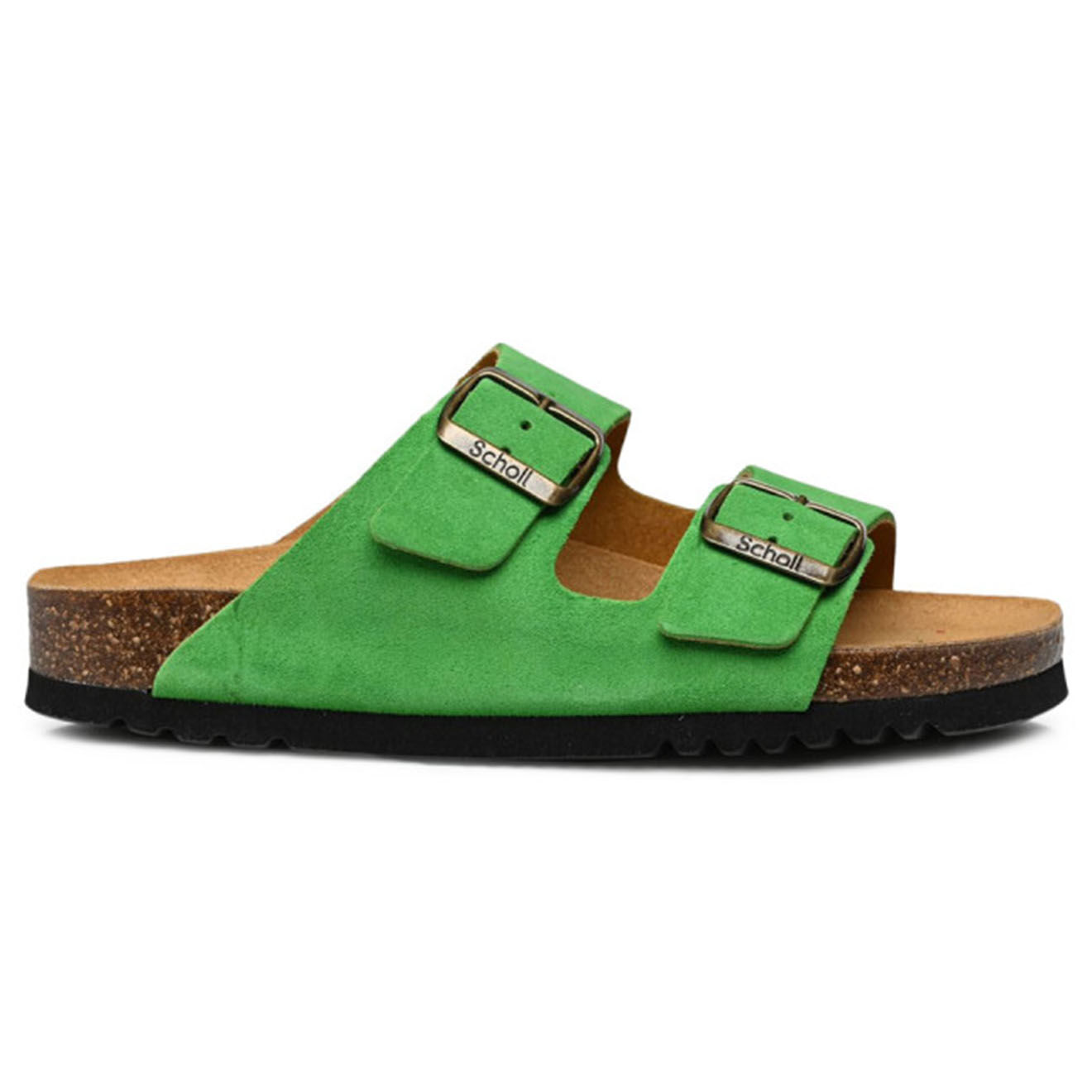 Scholl Mules en Velours de Cuir Josephine vertes