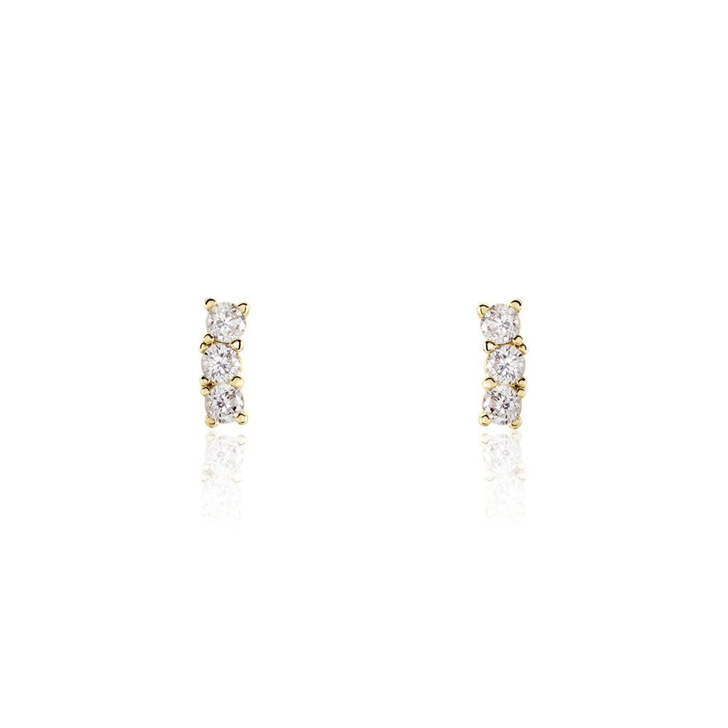 Boucles D'oreilles Puces Plaqué Or Jaune Alodia Oxydes De Zirconium