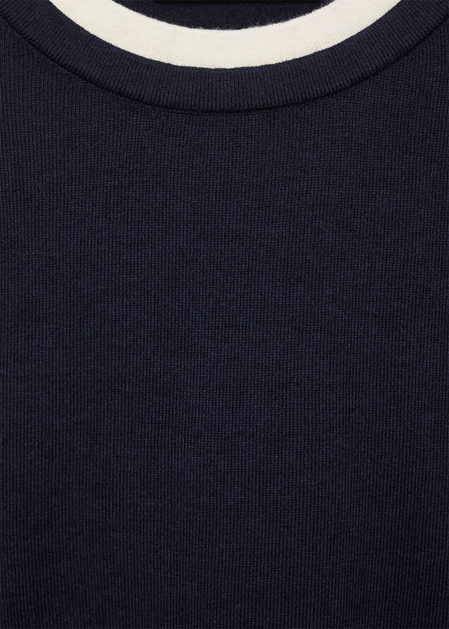 MANGO Contrast trim sweater Navy