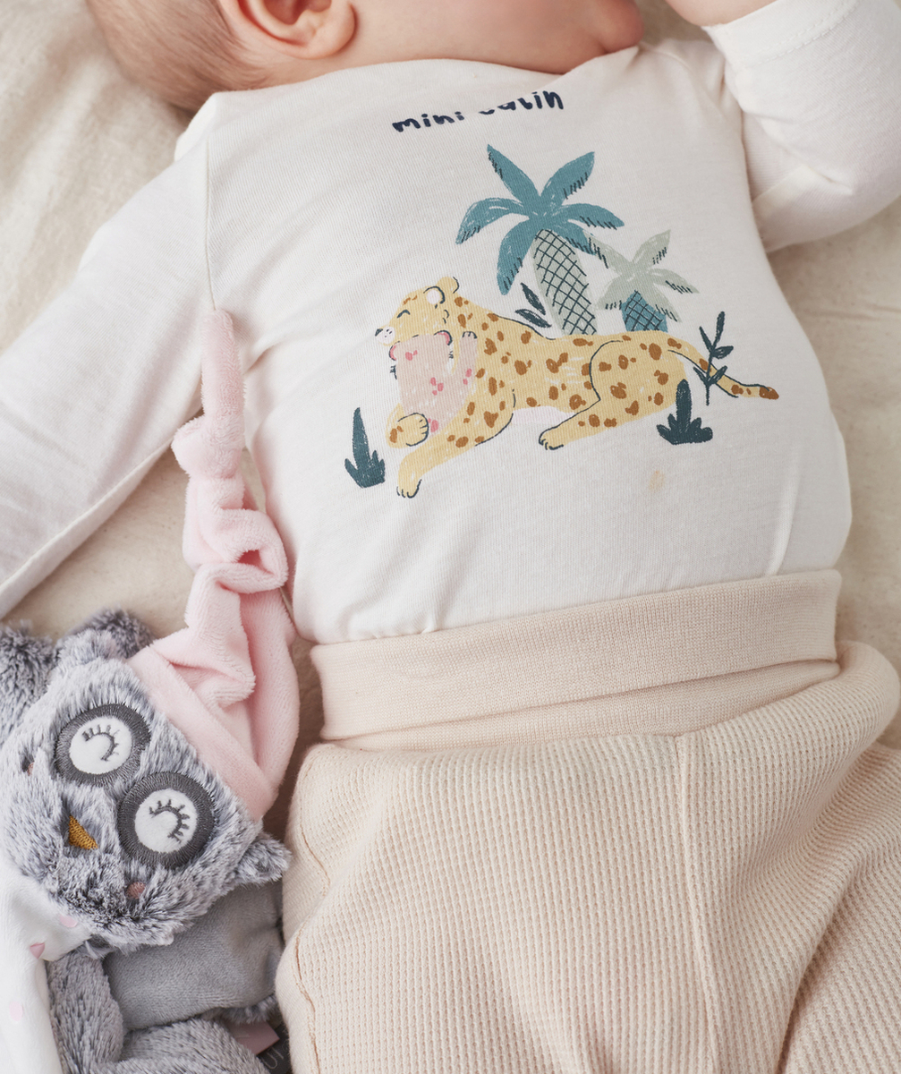 LEGGING BÉBÉ EN COTON BIOLOGIQUE NID D'ABEILLE ROSE POUDRÉ
