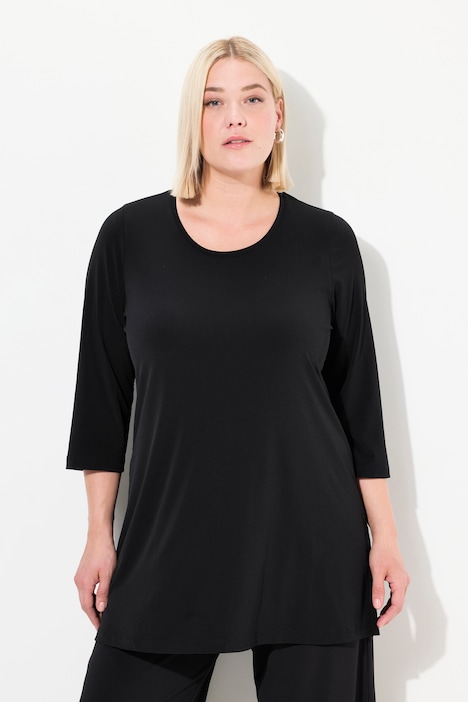 Longshirt,  A-Linie, Rundhalsausschnitt