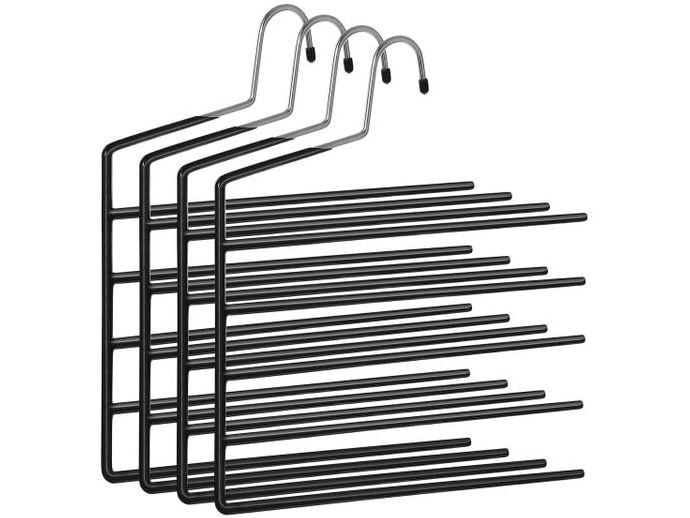 Songmics Kleiderbügel Mehrfach 4 Stück, Schwarz Kleiderbügel aus Metall mit PVC-Beschichtung