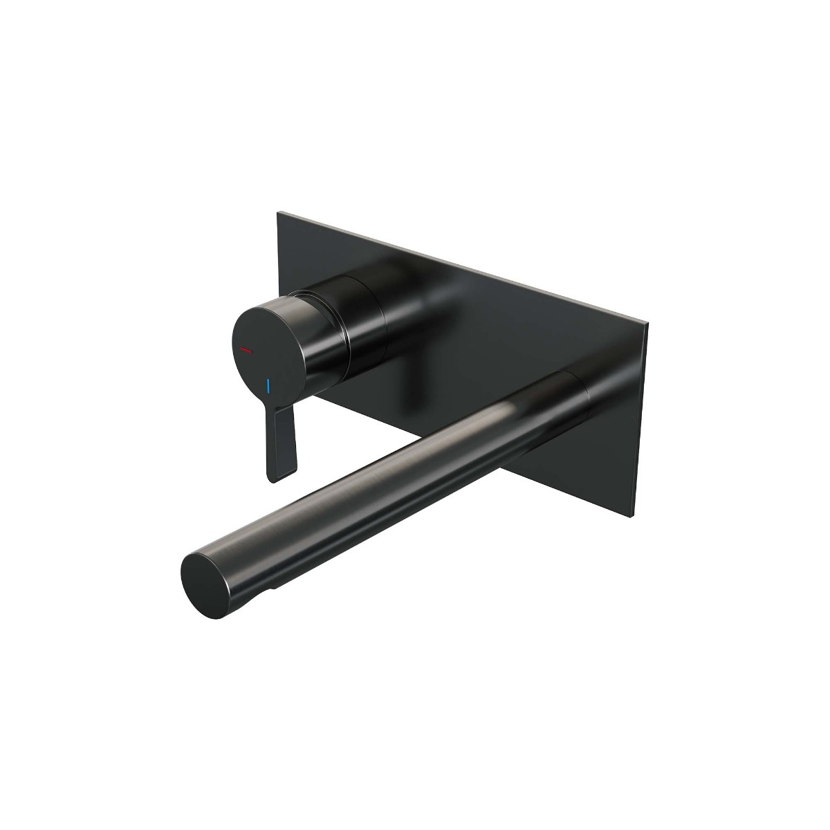 Brauer Gunmetal Edition ColdStart wastafelkraan inbouw rechte uitloop met achterplaat model E2 gunmetal geborsteld PVD