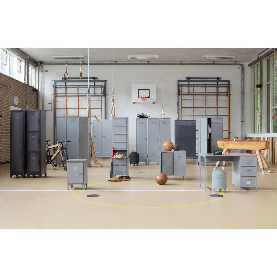 WOOOD Stijn Kledingkast 2-Deurs - Grenen - Staal Grijs - 103x187x40