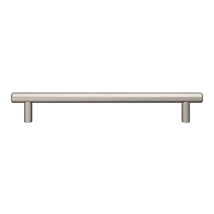 Poignée de meuble en T GoodHome Dizel acier effet nickel satin gris l.232mm x l.12mm x H. 35mm entraxe 192mm