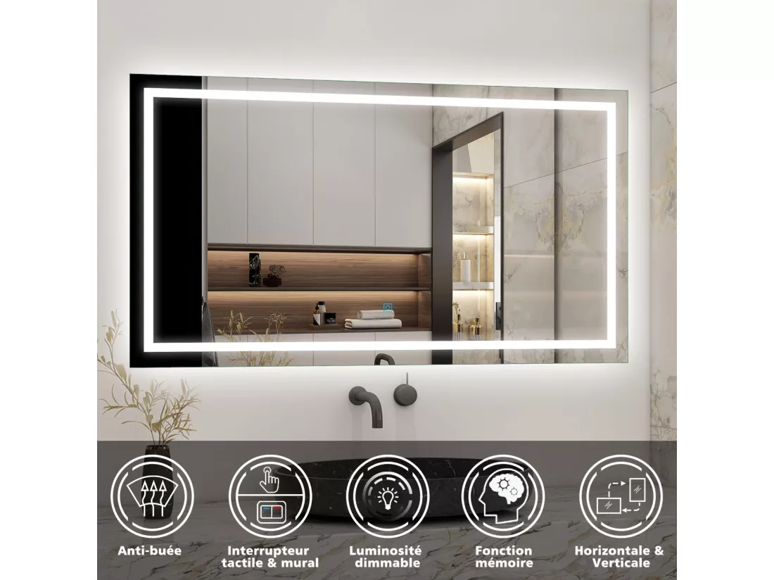 Ensemble meuble de salle de bains 120cm, vasque + colonne + LED miroir mural,anthracite