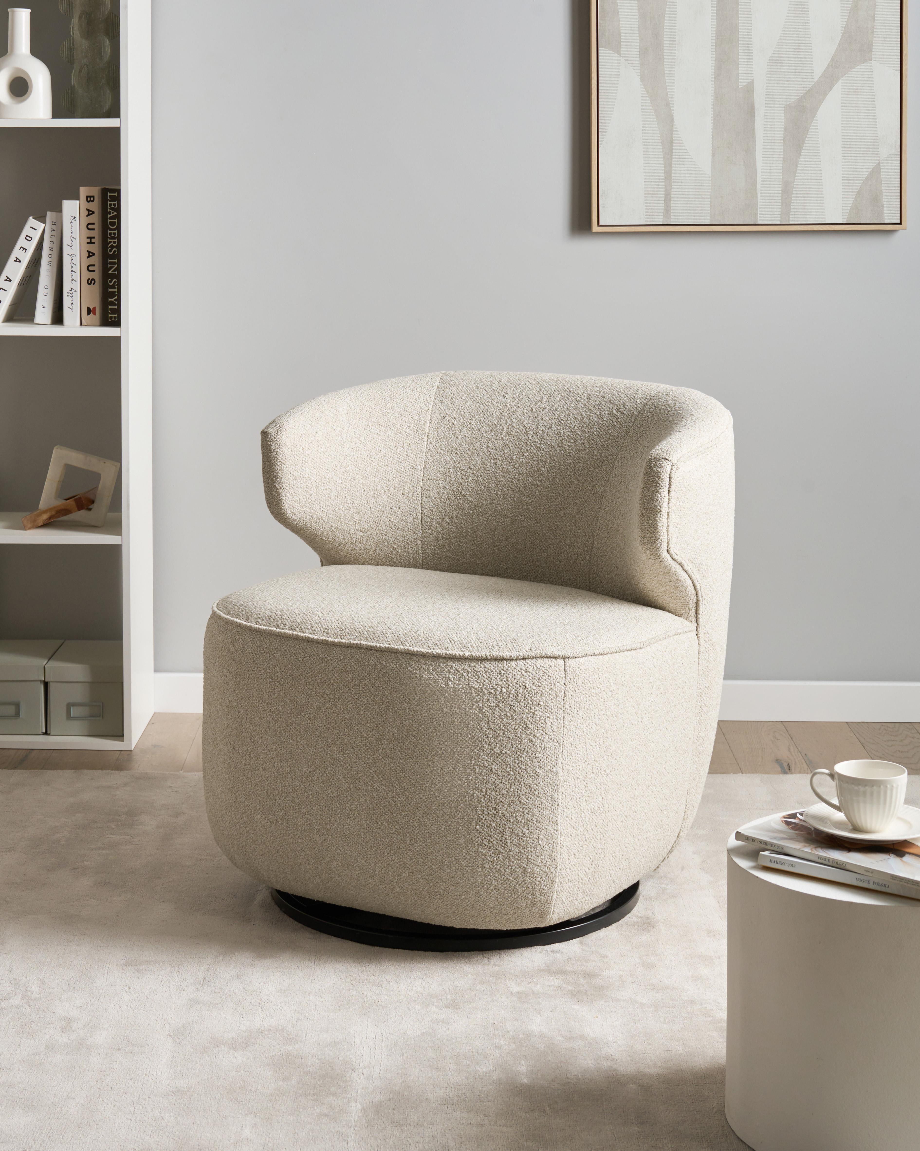 Draaifauteuil MOLLEBY Bouclé Lichtbeige