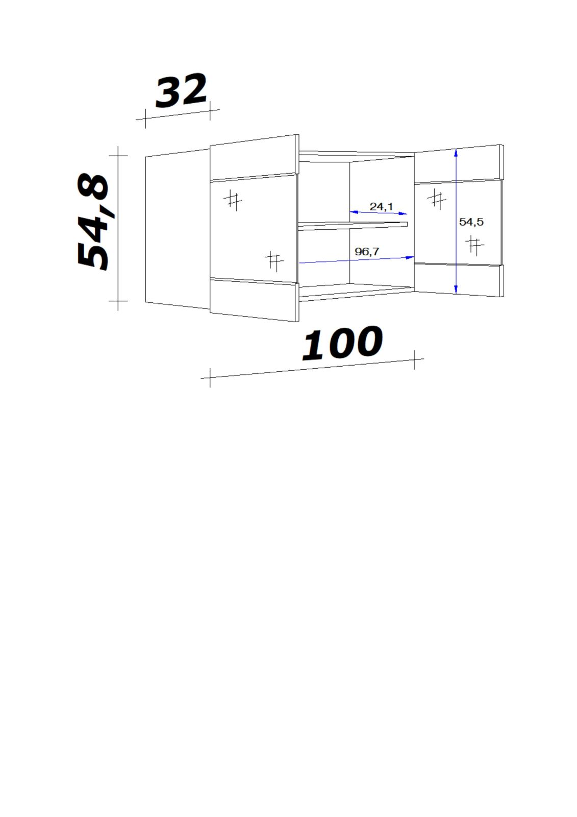 Glas-Hängeschrank ELEA - weiß - 100 cm