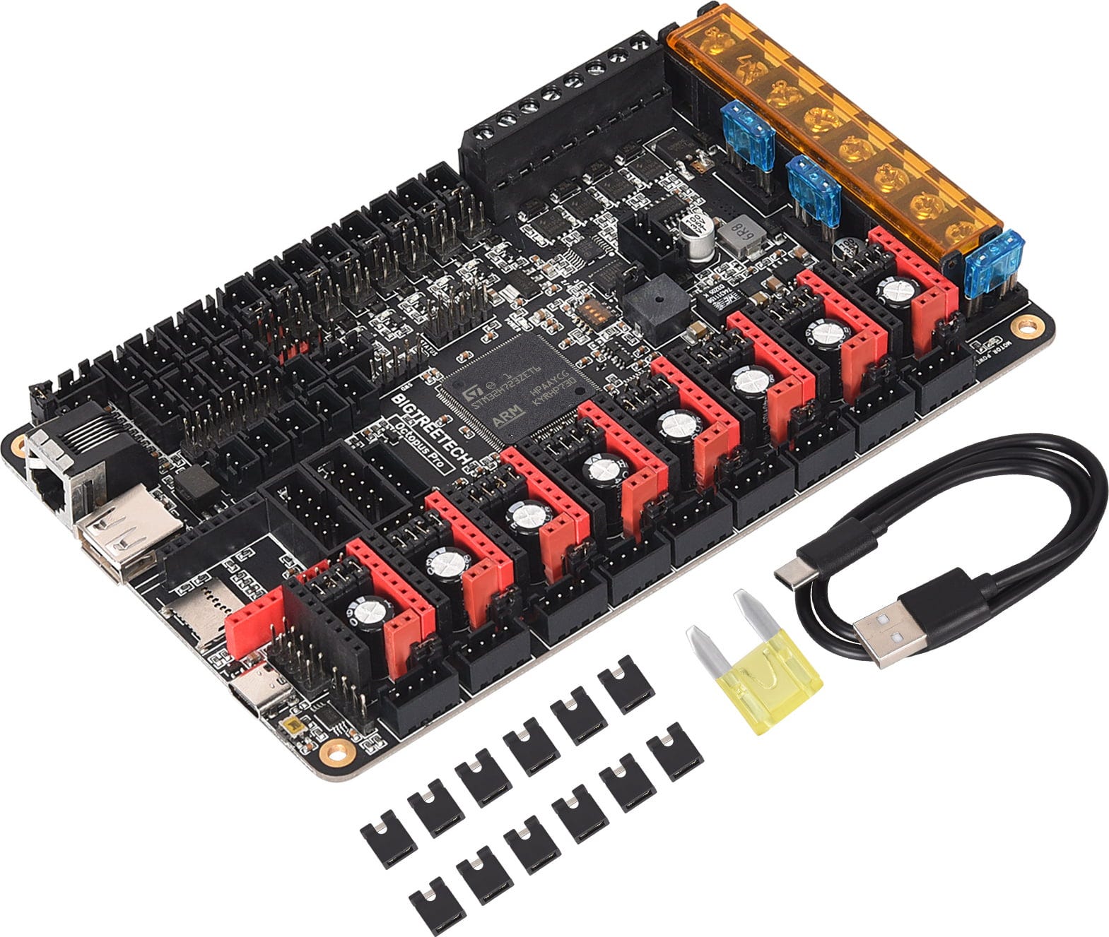 BIGTREETECH  Octopus Pro, H723    Leistungsstarkes Mainboard mit optional einstellbarer Spannung bis max. 60 Volt