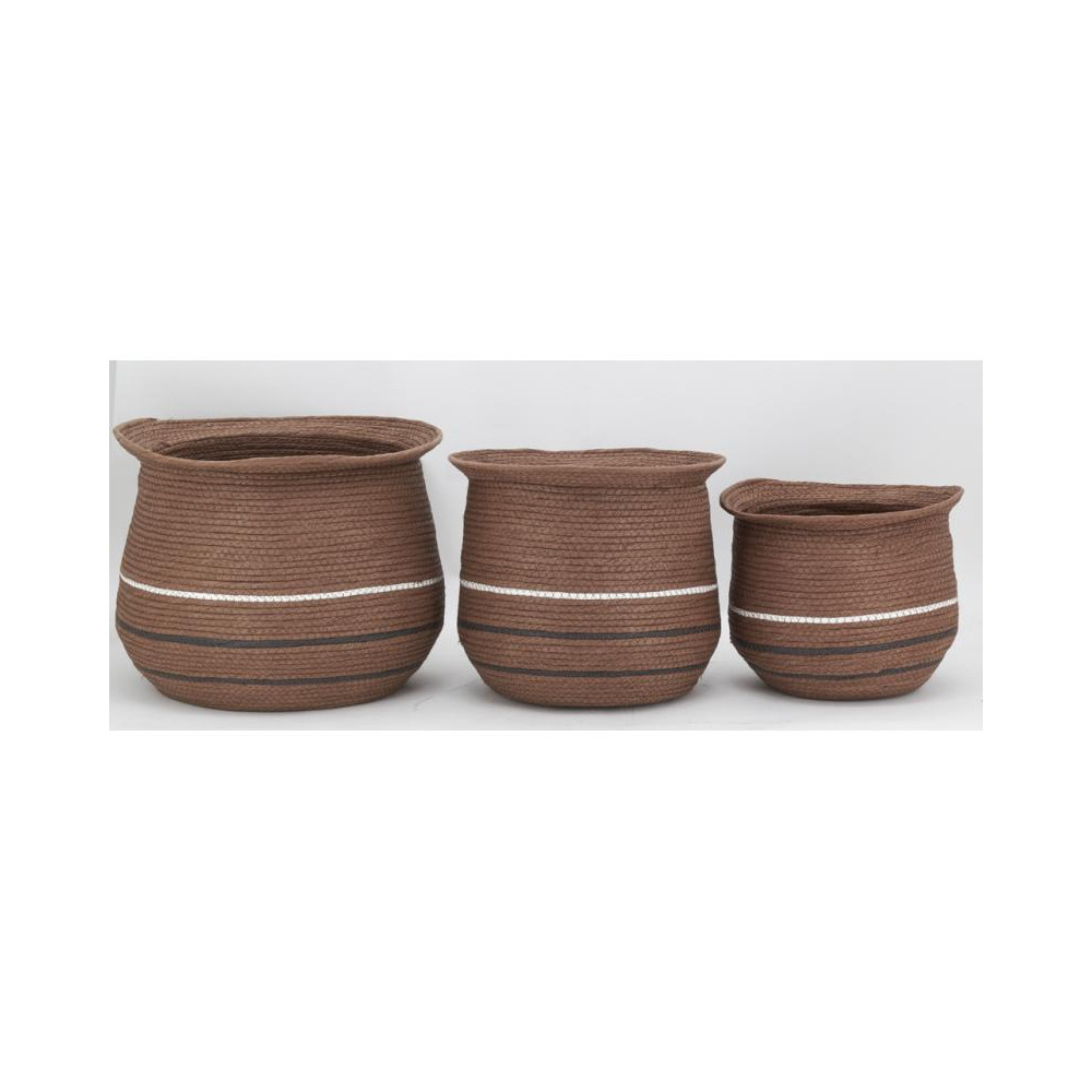 Cache-pots en jonc marron (lot de 3)