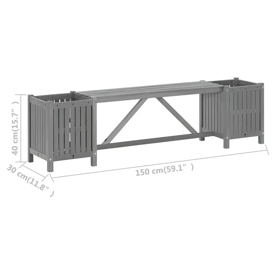vidaXL - Tuinbank - Grijs - Acaciahout - 150 x 30 x 40 cm