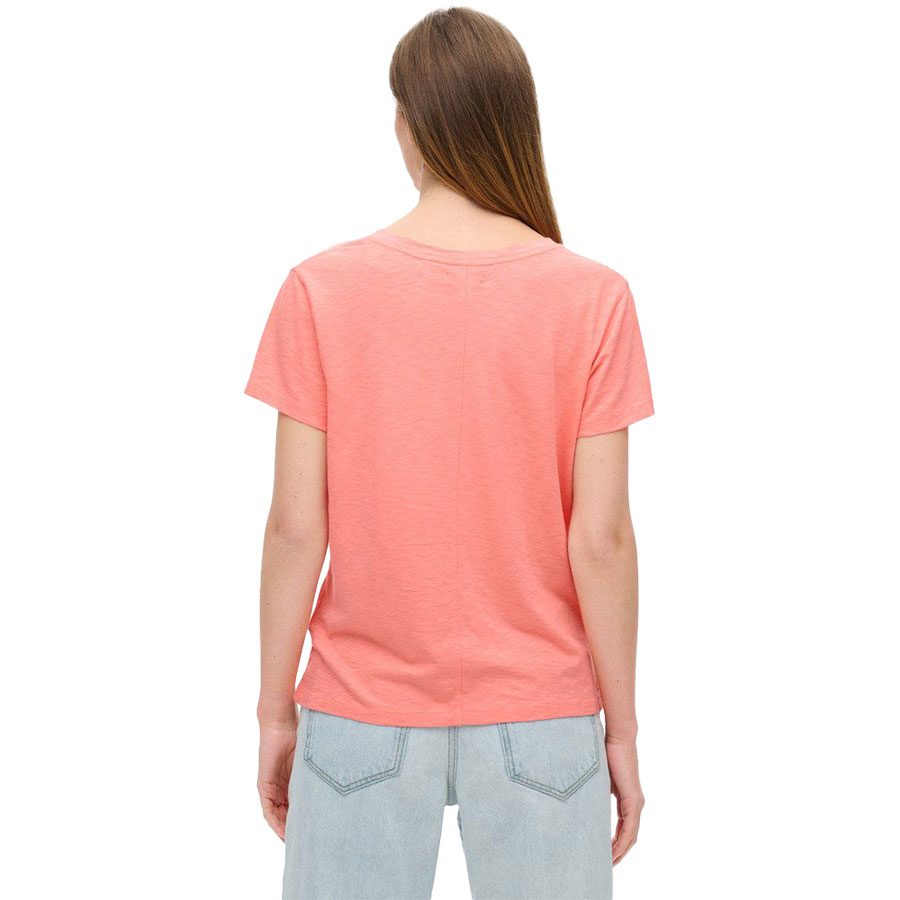 Superdry Studios Slub EMB Vee T-Shirt Damen peach amber pink