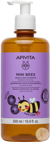 Apivita Mini Bees Shampoing Doux Pour Enfants Avec Myrtille Et Miel Flacon Pompe 500ml