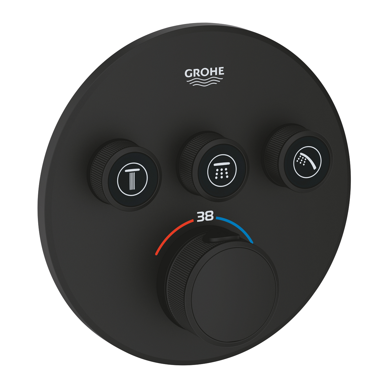 Grohe Grohtherm SmartControl thermostaat met 3-weg omstelling rond phantom black - zwart mat