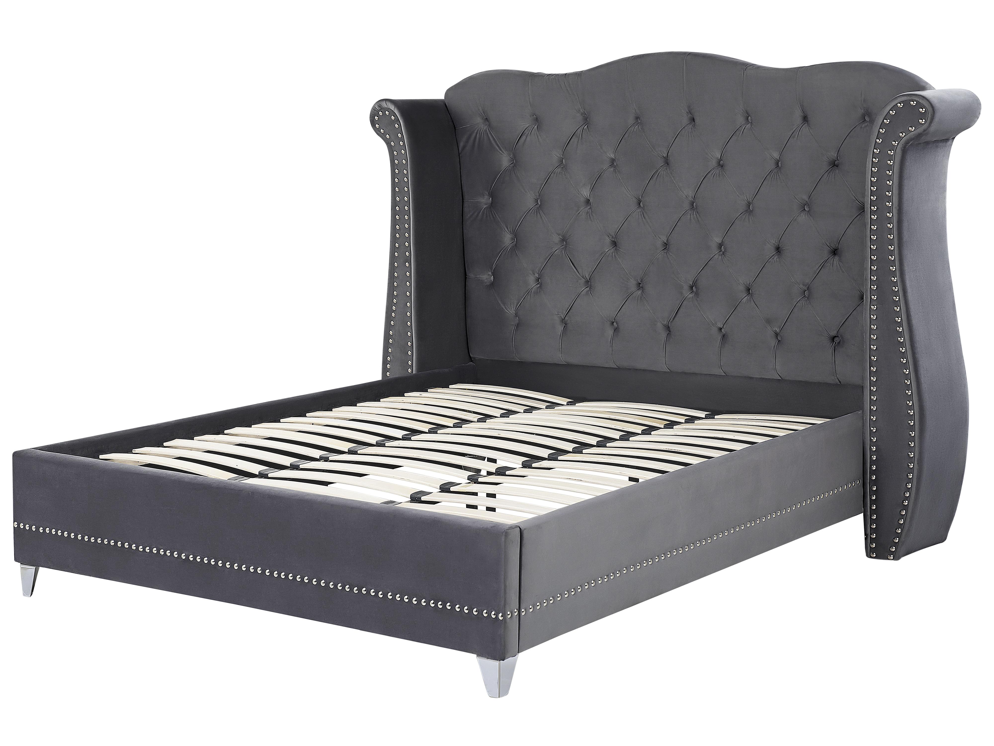 Bed Fluweel AYETTE 180 x 200 cm Grijs