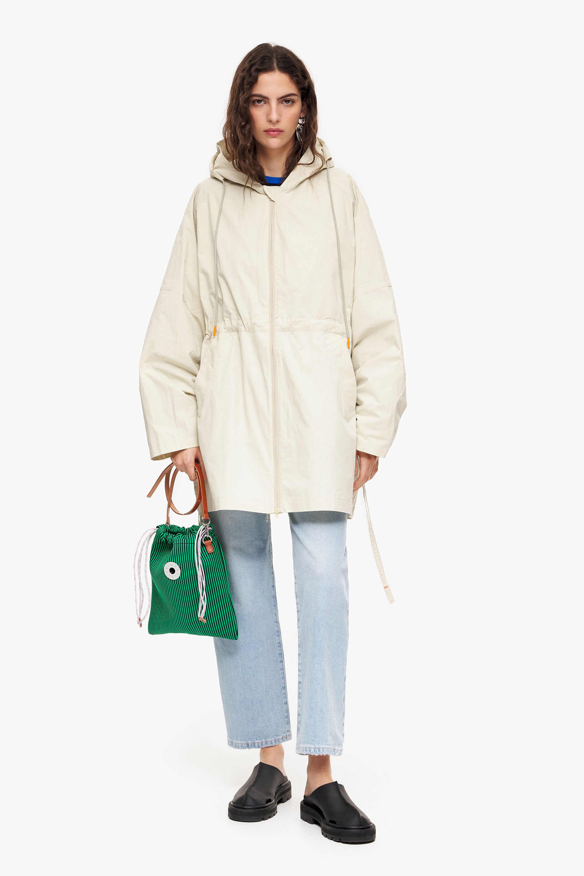 sobretudo verde-lavado oversized