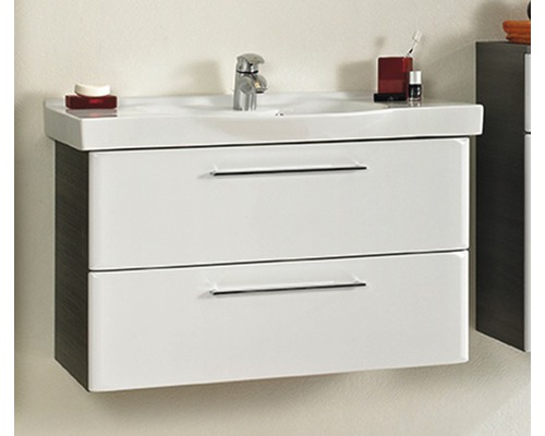 Pelipal Sera badkamermeubelset, BxHxD 92 x 57,5 x 47 cm, hoogglans witte fronten, met witte keramische wastafel, 979.000920