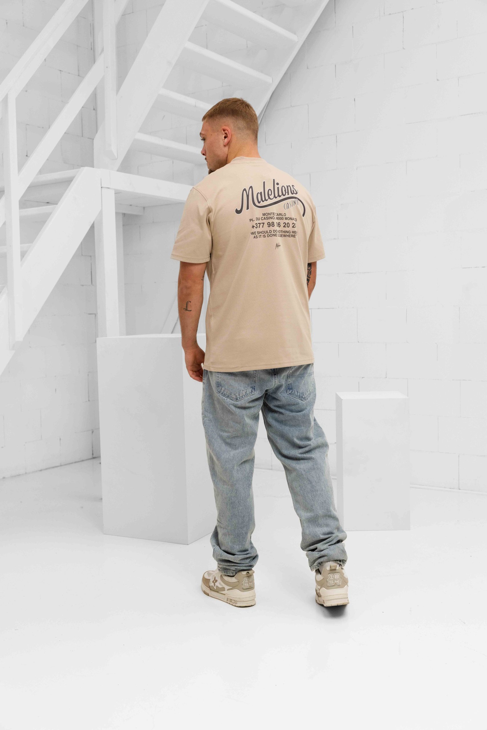 Malelions Casino T-Shirt Heren Beige