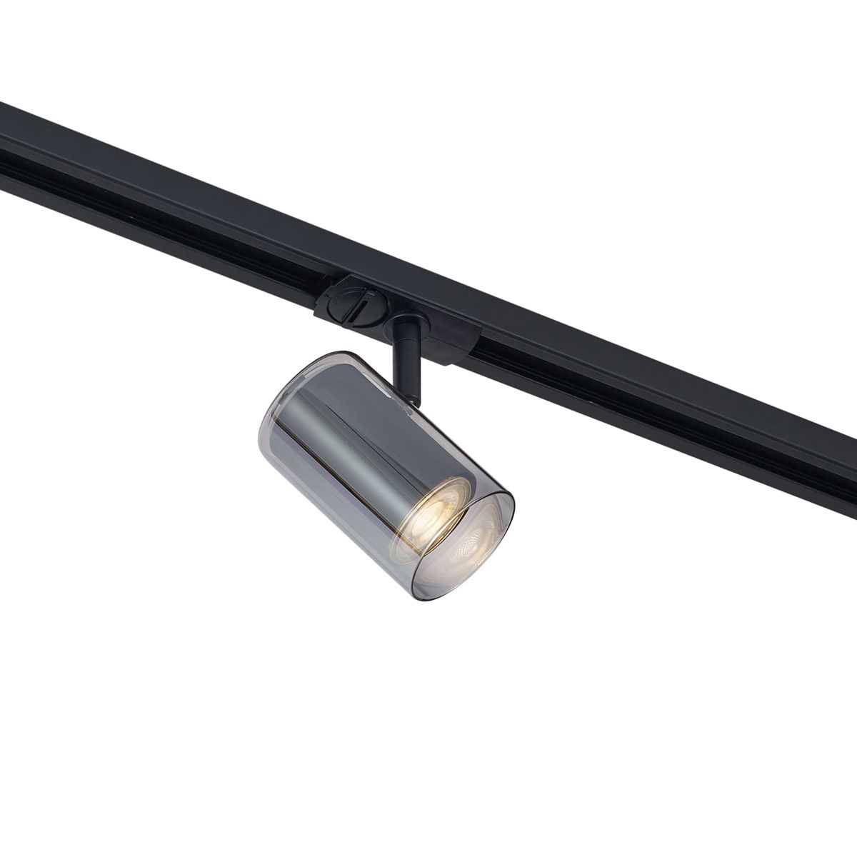 Moderne spot zwart met smoke glas voor railsysteem 1-fase - Iconic Lloyd