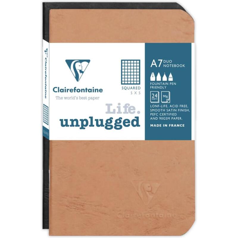 Set de 2 carnets piqûre Age Bag 7,5x12cm 48 pages petits carreaux Couleurs assortis - Assortis