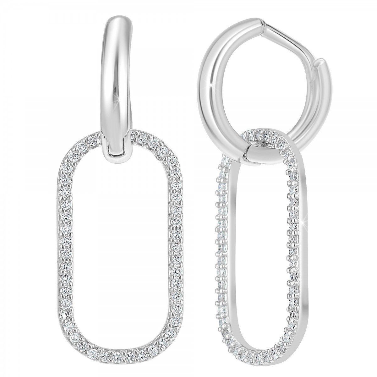 Boucles d'oreilles  SC Crystal ornées de Cristaux scintillants en Métal rhodié