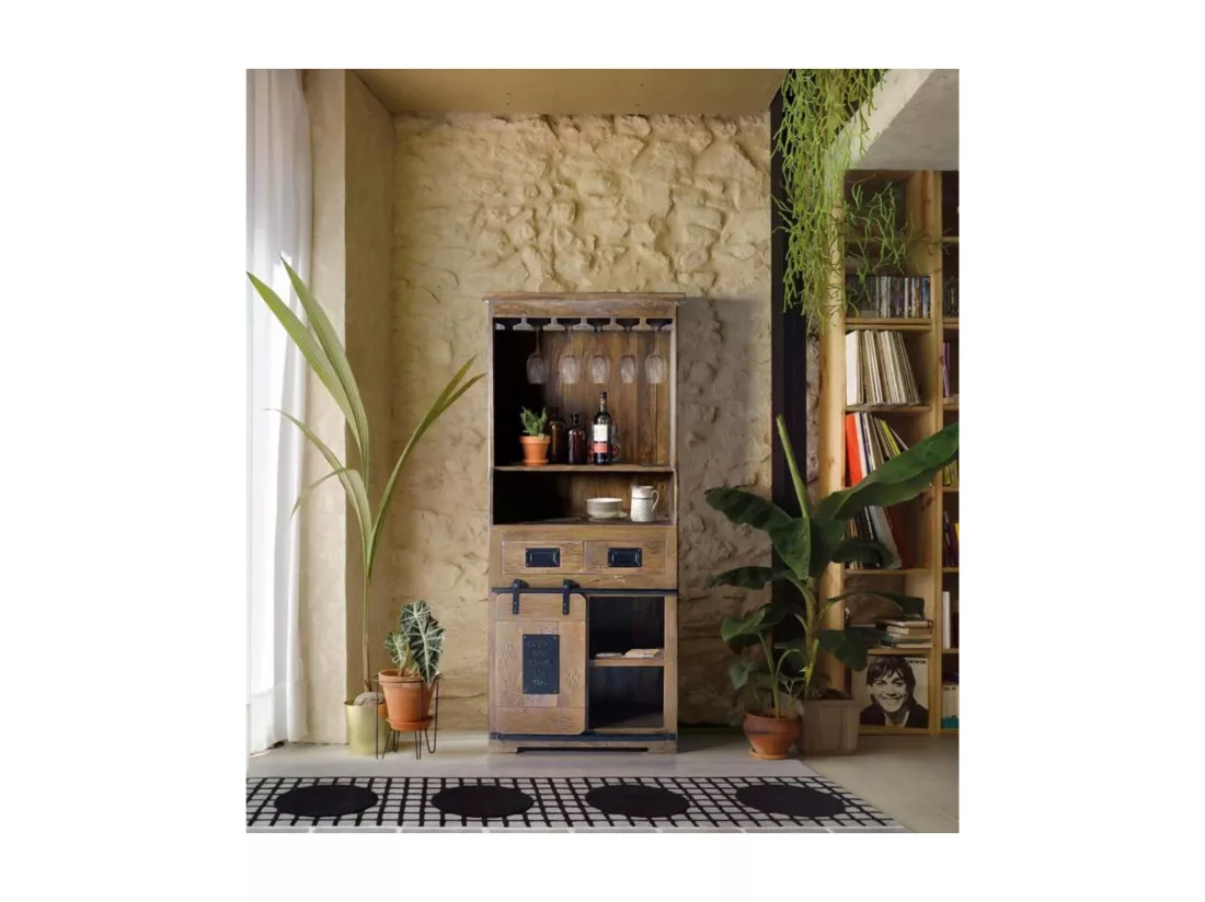 Meuble à bouteilles en manguier Marrón.Giner y Colomer.170x38x75